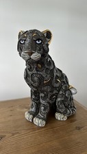 De Rosa Keramik Figur handbemalt (Gold/Platin) Panther limitiert Nr. 8 von 400