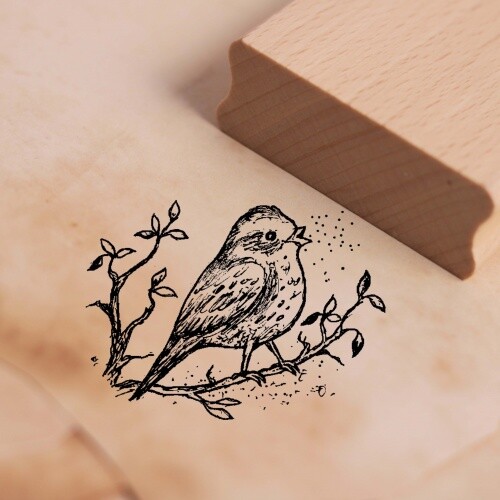 Motivstempel vogel auf - vogel, zweig
