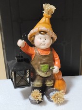 Garten Deko Figur Herbstjunge mit Laterne