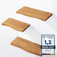 LAMO Manufaktur 3 Stück Wandregal aus Holz mit unsichtbarer Befestigung