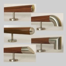Handlauf Nussbaum Holz Wandhandlauf Geländer Treppenhandlauf Edelstahl Halter