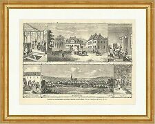 Niederselters und die dortigen Anstalten zur Füllung Holzstich E 4661 Gerahmt