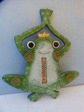 27487. Frosch als Thermometer  Holz  19 cm  leicht beschädigt