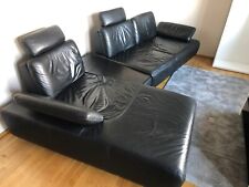 Eck-Ledersofa, Schwarz, 320cm x 170cm, 3 Teile 