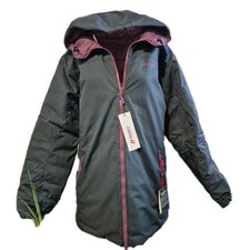 Maier Sports Damen Winterjacke Parka 48-56 schwarz lila Kapuze (521)