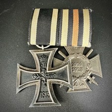 Zweier Ordenspange EK 2 + Frontkämpferehrenkreuz , 1. Weltkrieg WWI Preußen 1918