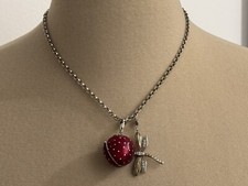 Thomas Sabo Kette mit Riesen Erdbeere Medaillon + Libelle Halskette Sterling 925