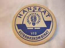 DDR Werbung Reklame Bier Bierdeckel Bierfilz VEB Hanseat Stralsunder Brauerei