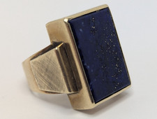 Großer Herren Siegel Ring in 333 Gold Handarbeit mit Lapis Lazuli