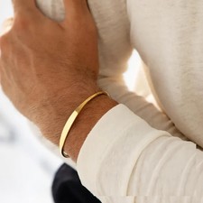 14K Gelbgold über Herren Drehmoment Kugel Ende Armreif Armband für individuel...