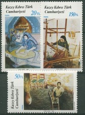 Türkisch-Zypern 1988 Kunst: Gemälde Korbflechter, Teppichweber 220/22 postfrisch