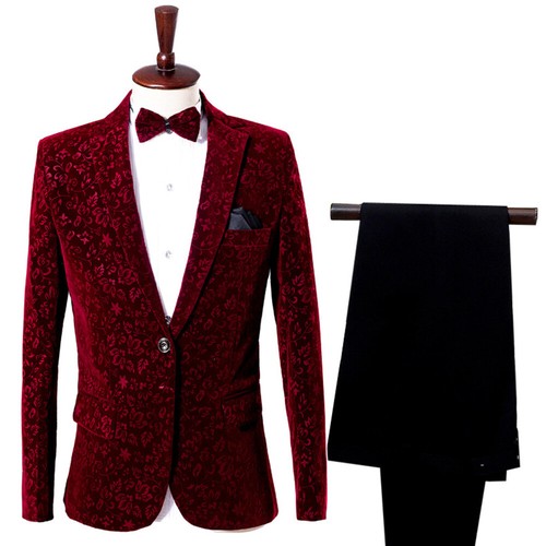 Herren blumen rot samtanzug - herren,