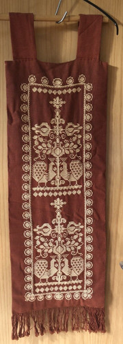 Wandbehang bestickt cognac - wandbehang,