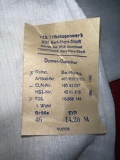 DDR Garnitur Unterhemd Schlüpfer Slip VEB Trikotagenwerk Karl Marx GR. 46 Sammle