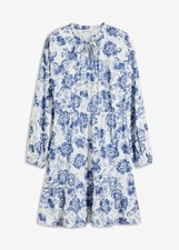 Satin-Kleid Gr. 48 Blau Weiß