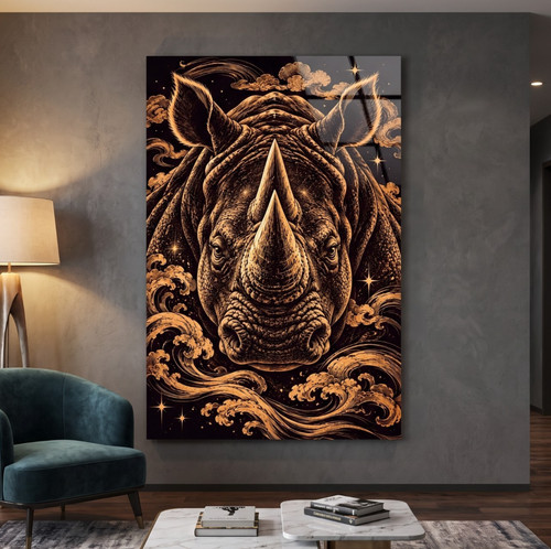 Wandbild nashorn porträt - nashorn,