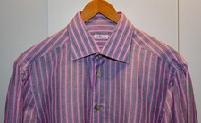 Kiton MTM Hemd 43 Leinen/Baumwolle Handarbeit Umschlagmanschette inkl. Stäbchen