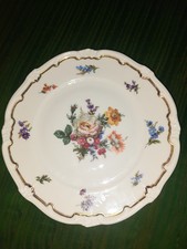 KUCHENTELLER, Weimar Porzellan, Katharina, Goldlinie, Blumendekor