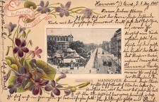 820262) Jugendstil AK duftende Grüsse mit Abb. Georgstrasse Hannover gel. 1900