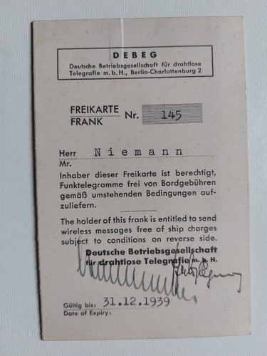 Debeg freikarte ca 1939 - ,