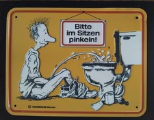 Vintage Blechschild "Bitte im Sitzen pinkeln!", 17x22 cm