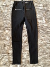 Neu Sexy Stretch Hose 34 36 S M Skinny Schwarz Leggings Treggings Top Zipper