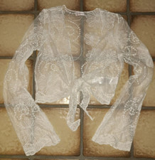 orsay spitze hochzeit bolero S weiß creme blumen langarm strickweste neuwertig