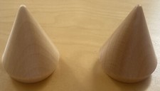 2 konische Endstücke -  Abschlußstücke für Gardinenstange - helles Holz natur