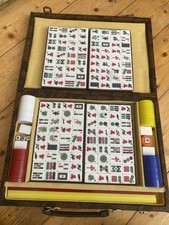 mahjong Spiel Kunstleder Koffer  Chinesisches Gesellschaftsspiel Komplett 148 