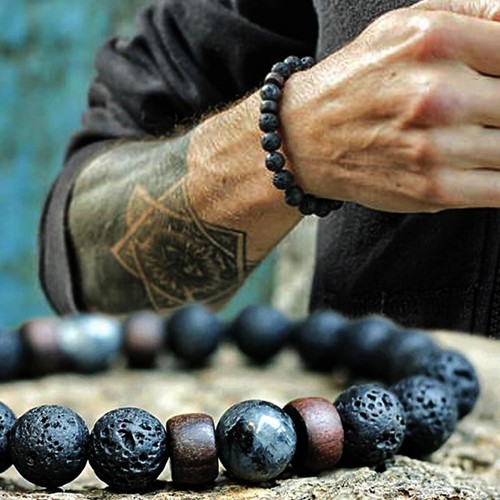 Herren armband lavastein - 💎,