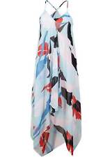Strand Maxikleid Gr. 38 Hellblau Rot Graphisch Strandkleid Sommer-Kleid Neu*