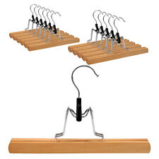 VonBueren 12x Hosenbügel Holz | Hosenspanner | Klemmbügel drehbarer Haken | Filz