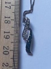 Anhänger aus Silber 925 mit natürlichen Diamanten in weiss u blau