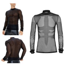 DE Herren Durchsichtig Shirt Netzhemd Mesh Tops Muskelshirt Unterwäsche Clubwear