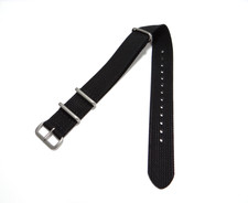 Nato Militär Nylon Uhrenarmband  18 mm Schwarz Silber Matt Watch Strap