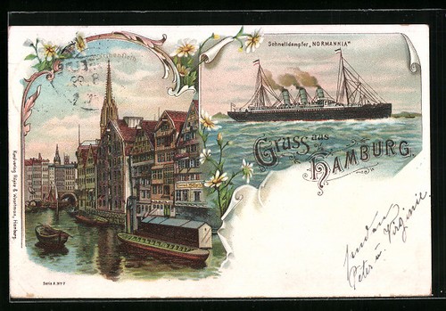 Lithographie alt hamburg - lithographie, alt-hamburg