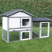 Kaninchenstall Hasenstall Kleintierstall Meerschweinchenstall Klopfer grau/weiß