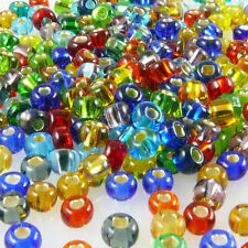 260x Rocailles 6/0 Perlen-Mix mit Silbereinzug 4mm bunte Indianerperlen -373