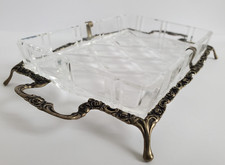 Vintage Glas Schale mit Silber