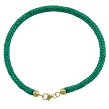 Grünes Armband Glücksbringer Erwachsene Kind in Sagola mit Enden 18k Gelbgold