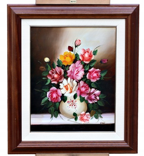 Stillleben blumen vase ölbild - vase,