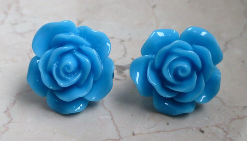 Ohrringe rosen blau - rosen,