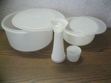 Vintage Tupperware Konvolut weiß Eisscholle, Hefeteigschüssel, Süße Müllerin