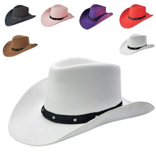 Klassischer Filz Cowboyhut - Herren Damen Kostüm Western Style verstellbar Partyhut