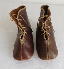antike weiche Echtleder Stiefel hohe Schuhe große Puppen Gr. 20 gut erhalten