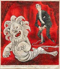 JOSEF SAUER "aufblasbare Löwe" Simplicissimus Original Nachlass Hertlein SAMMLER