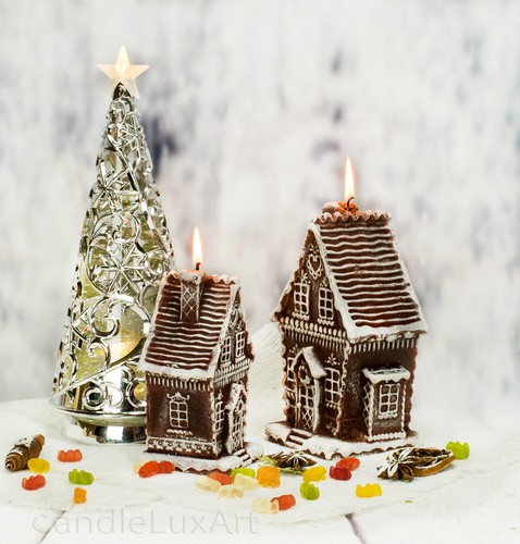 Kerzen lebkuchen haus - lebkuchen-haus, 3d