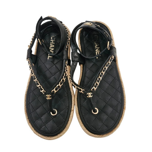 Chanel black leather chain - leather, cc