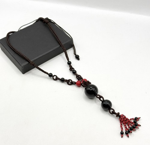 Lange halskette schwarz rot - lange,