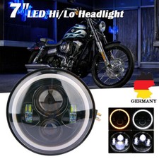 Universal E-Geprüft 7'' LED Motorrad Scheinwerfer DRL Halo Angle Eyes Projektor